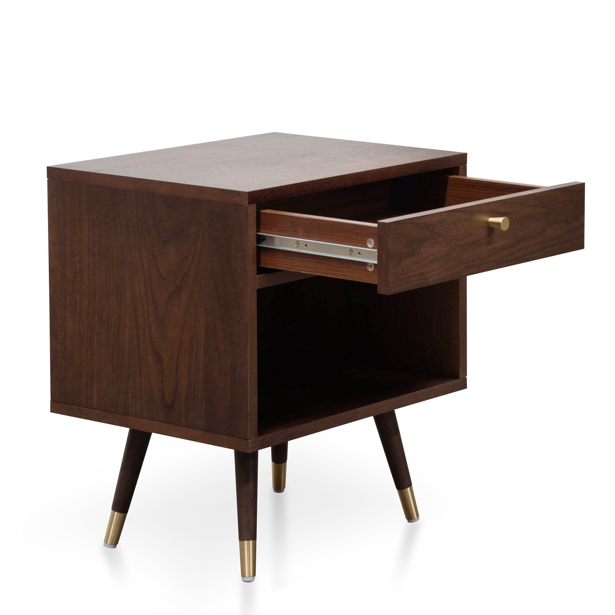 Allie Wooden Bedside Table - Walnut - Bedside Tables