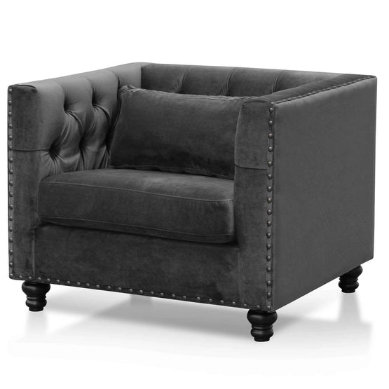 Amara Armchair - Cosmic Grey Velvet - Armchairs