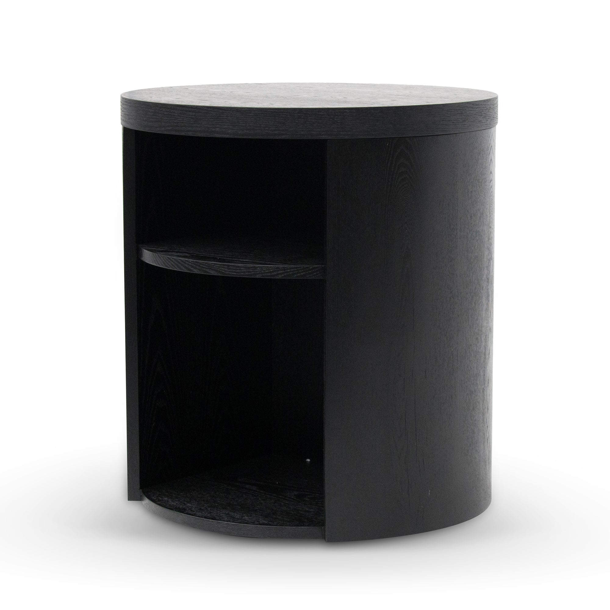 Amelia Round Wooden Bedside Table - Black Mountain - Bedside Tables