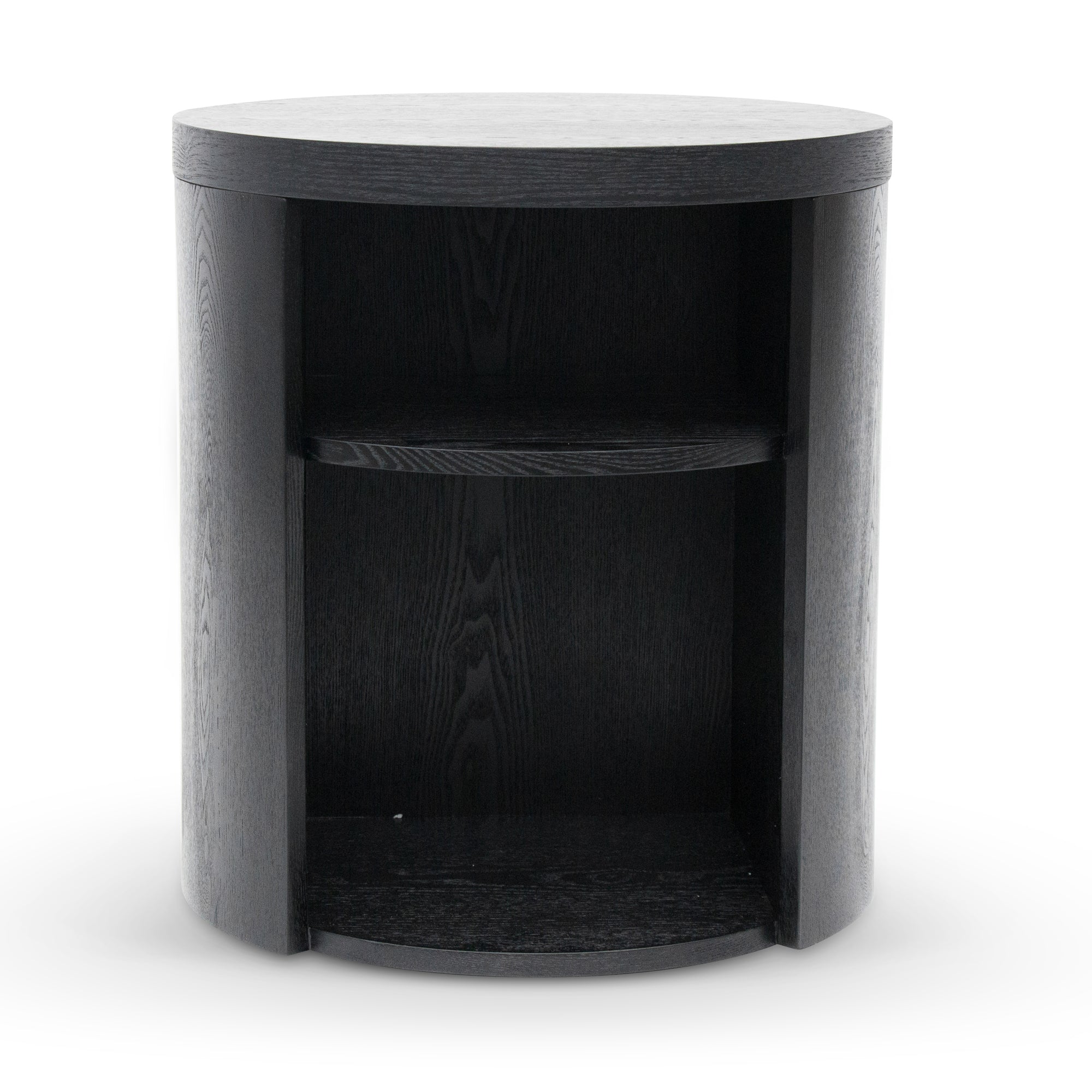 Amelia Round Wooden Bedside Table - Black Mountain - Bedside Tables
