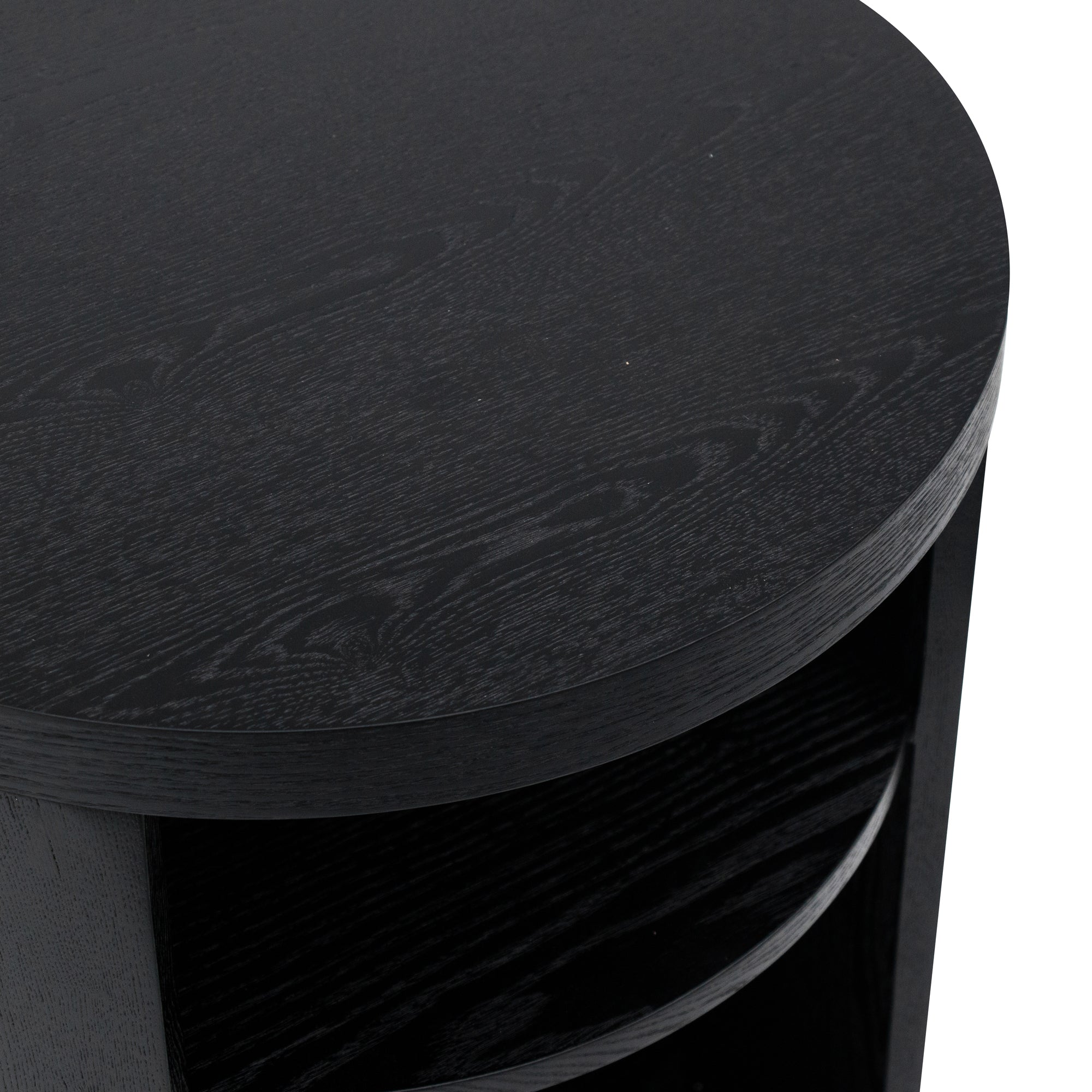 Amelia Round Wooden Bedside Table - Black Mountain - Bedside Tables