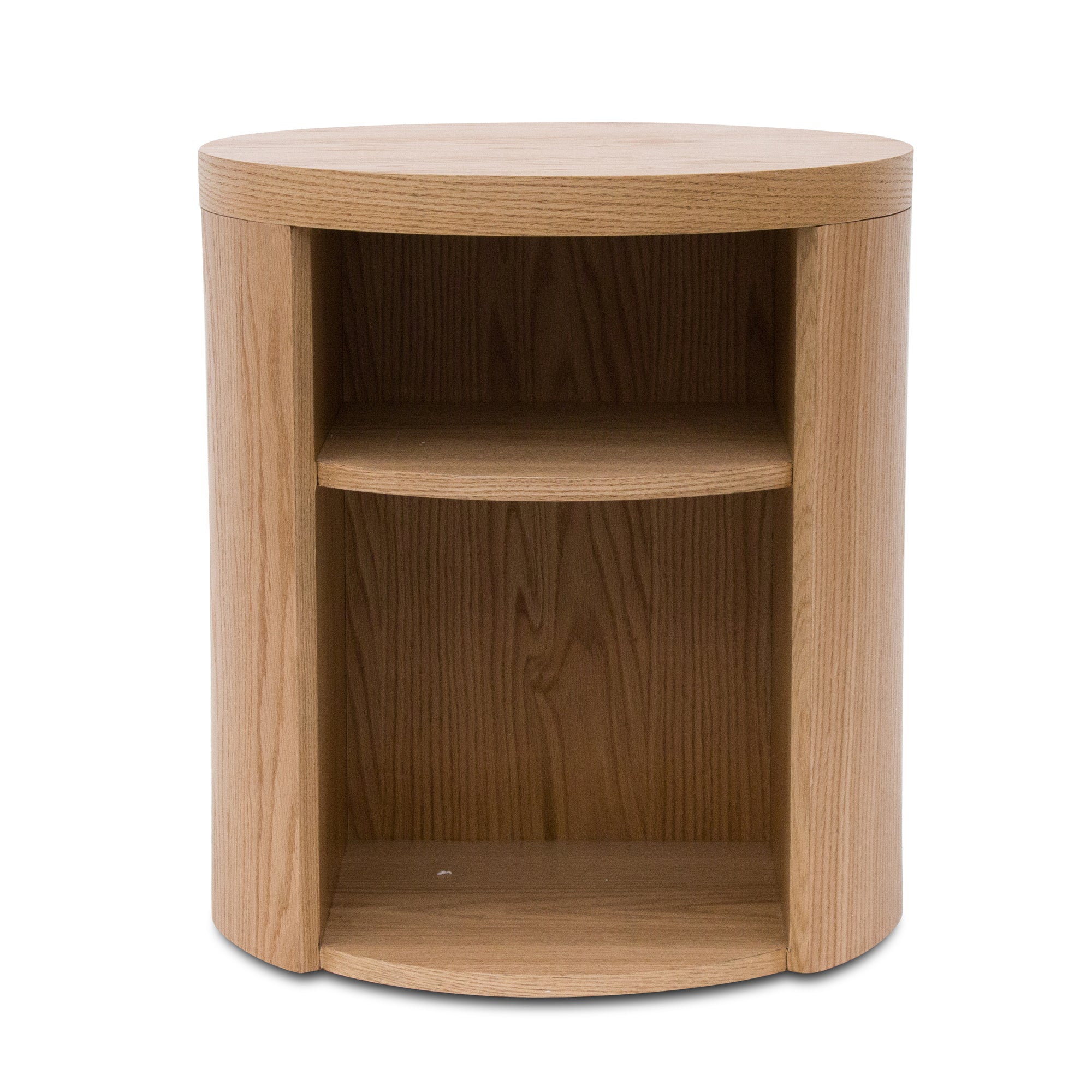 Amelia Round Wooden Bedside Table - Natural - Bedside Tables