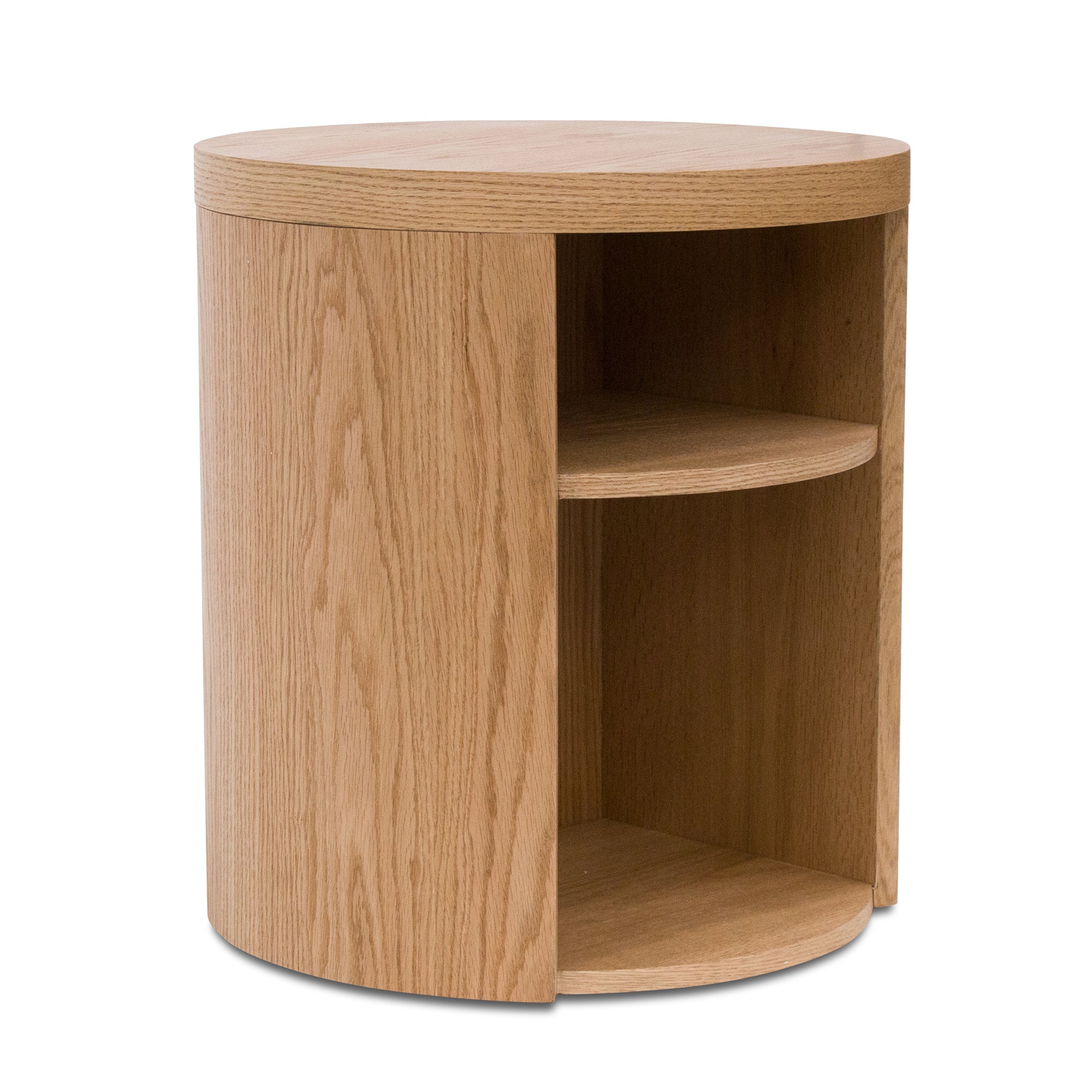 Amelia Round Wooden Bedside Table - Natural - Bedside Tables