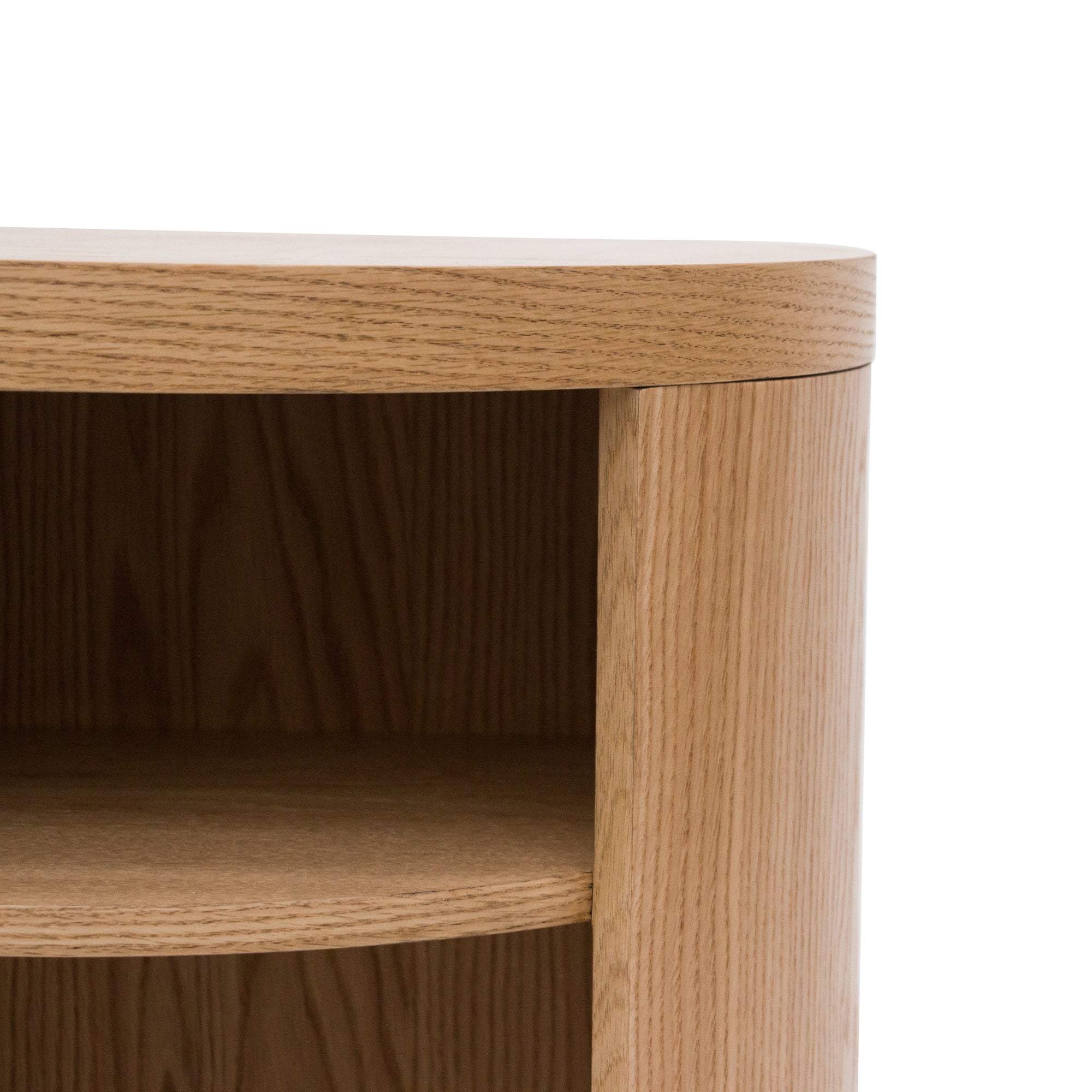 Amelia Round Wooden Bedside Table - Natural - Bedside Tables