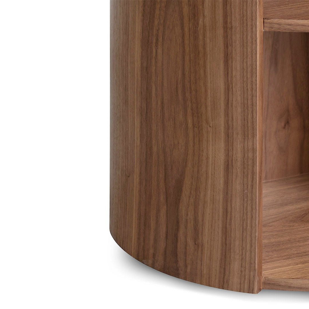 Amelia Round Wooden Bedside Table - Walnut - Bedside Tables