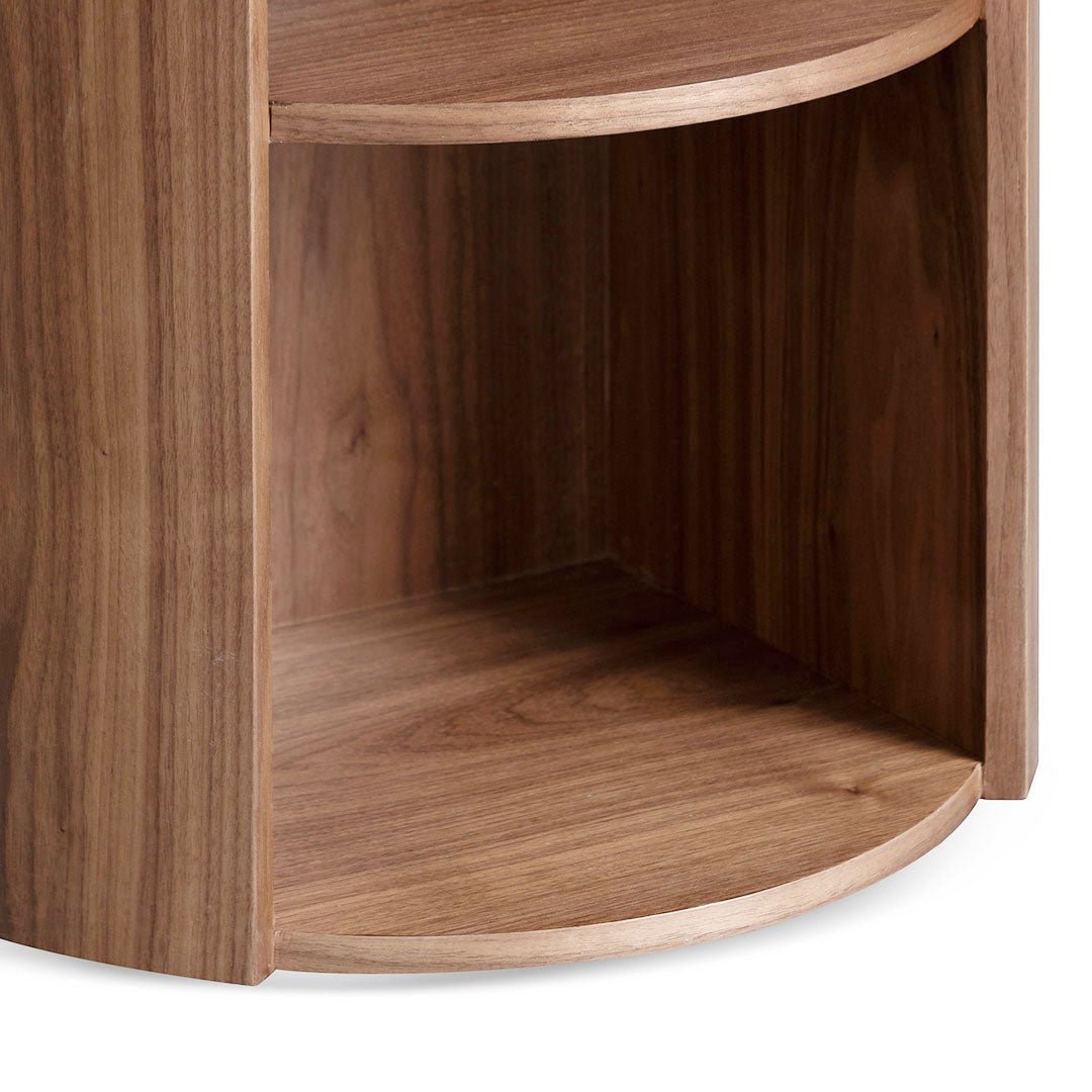 Amelia Round Wooden Bedside Table - Walnut - Bedside Tables