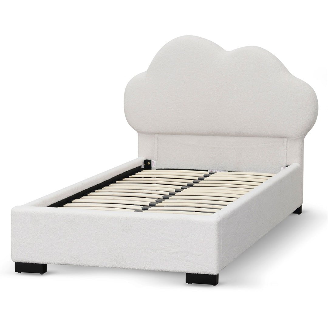Amelia Single Sized Bed Frame - White Boucle - Beds