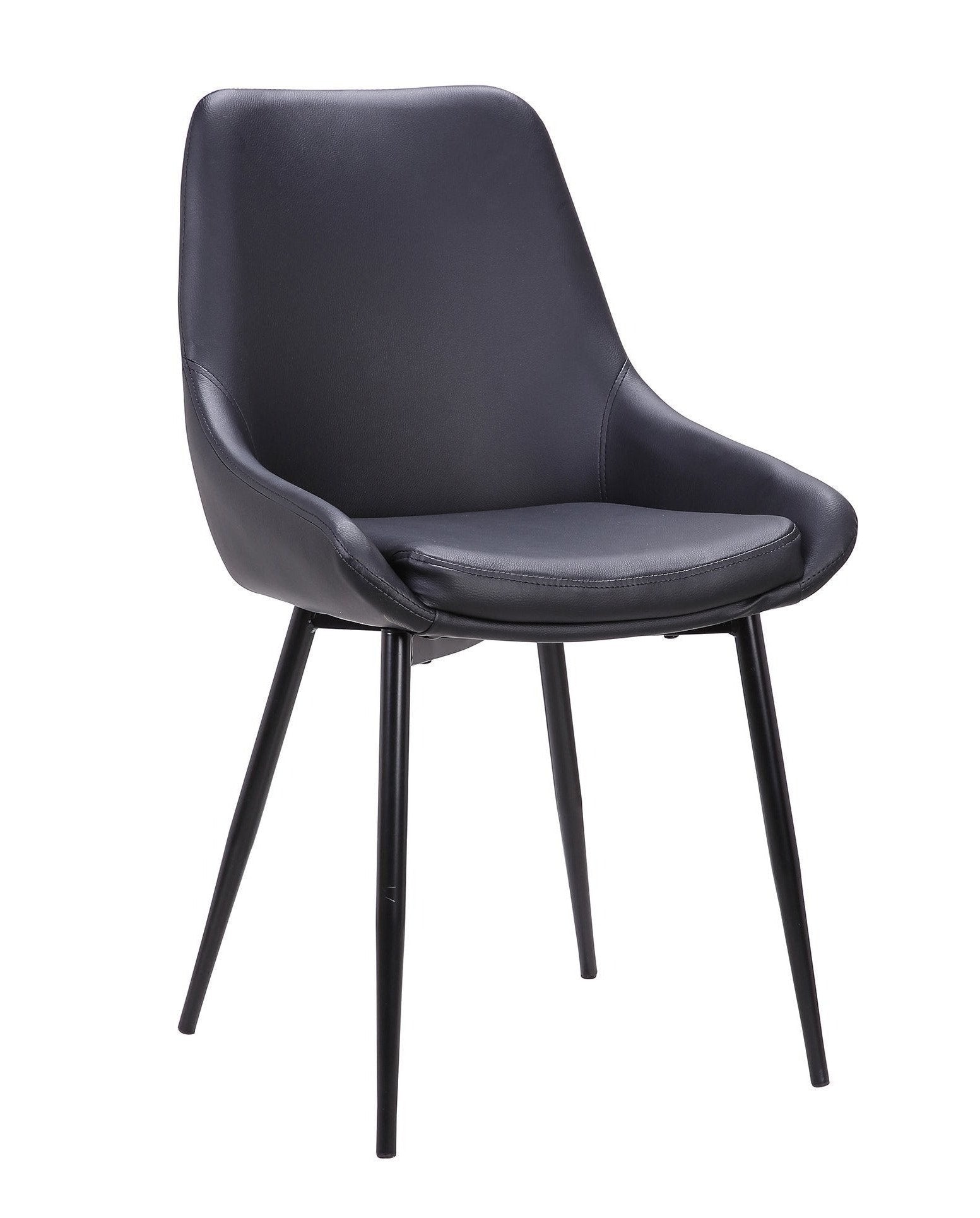 Angelo Dining Chair - Black Leather - Dining Chairs