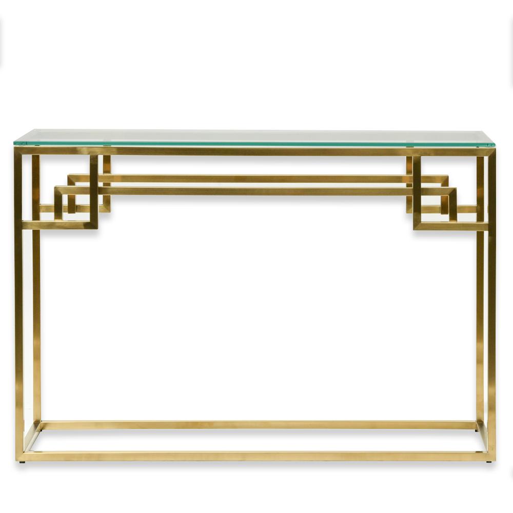 Anzu Glass Console Table - Gold Base - Console