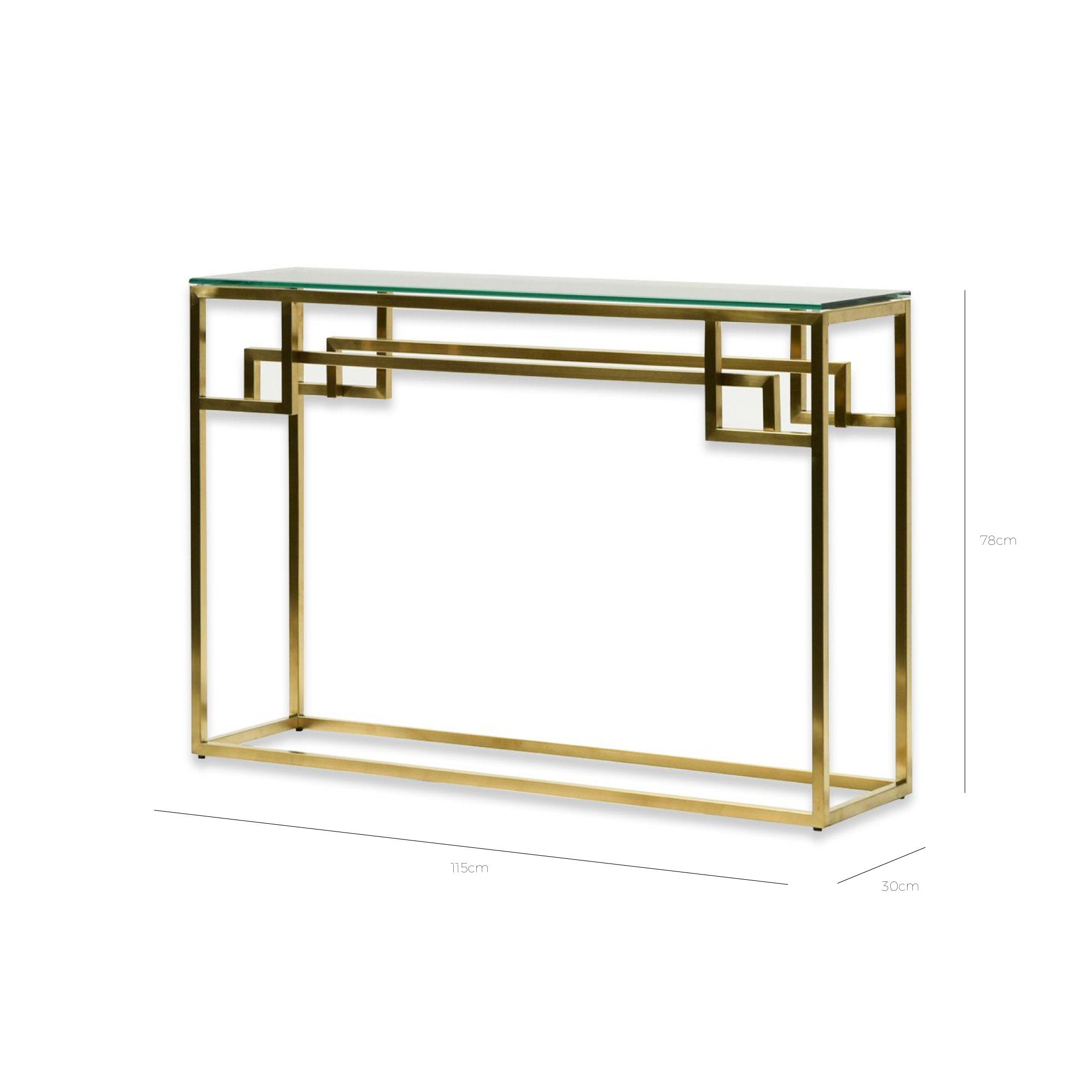 Anzu Glass Console Table - Gold Base - Console