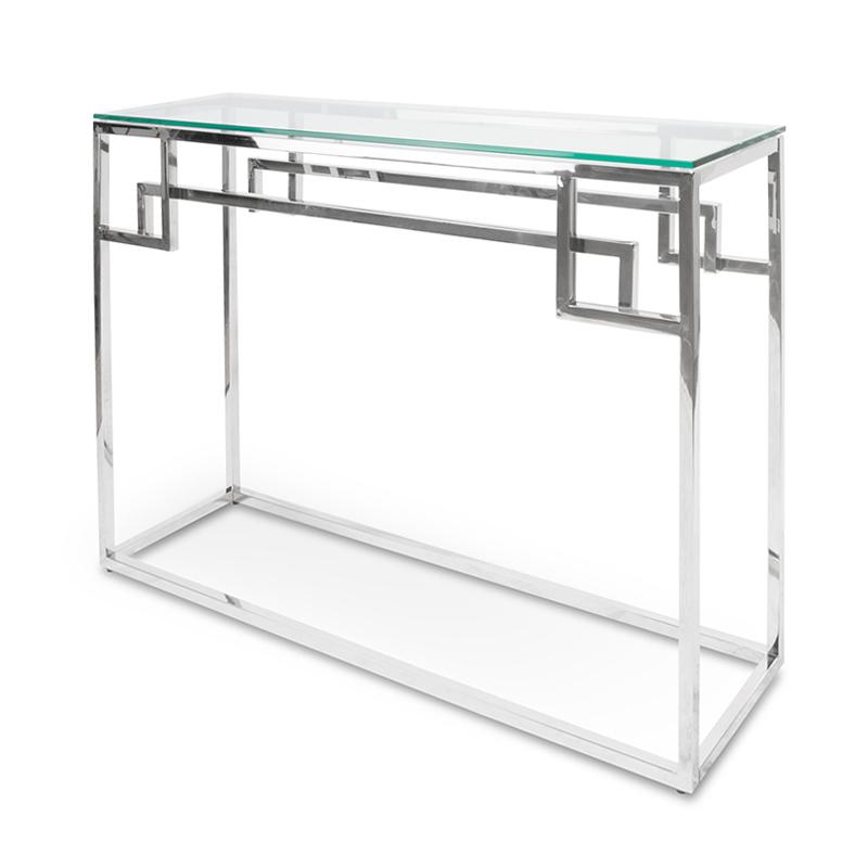Anzu Glass Console Table - Stainless Steel Base - Console