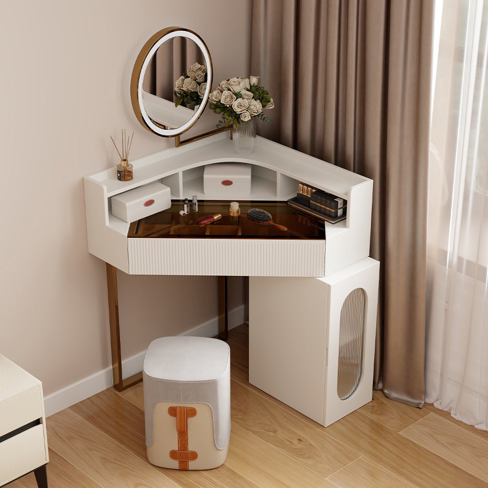 Aria Modern Corner Makeup Vanity Set - Make-Up Vanity