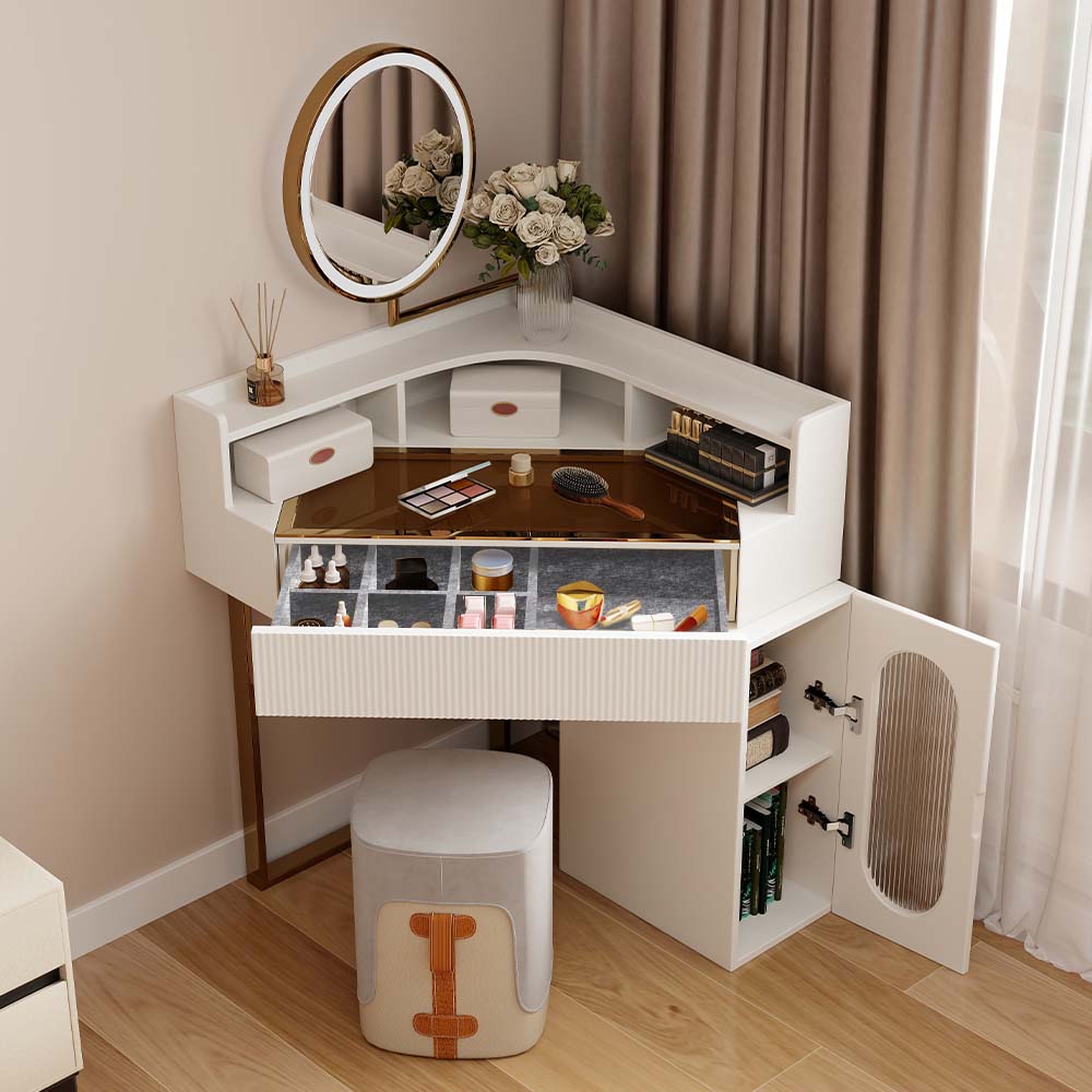 Aria Modern Corner Makeup Vanity Set - Make-Up Vanity
