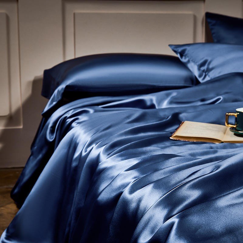 Arya Blue 25 Momme Mulberry Silk Duvet Cover Set - Duvet Covers