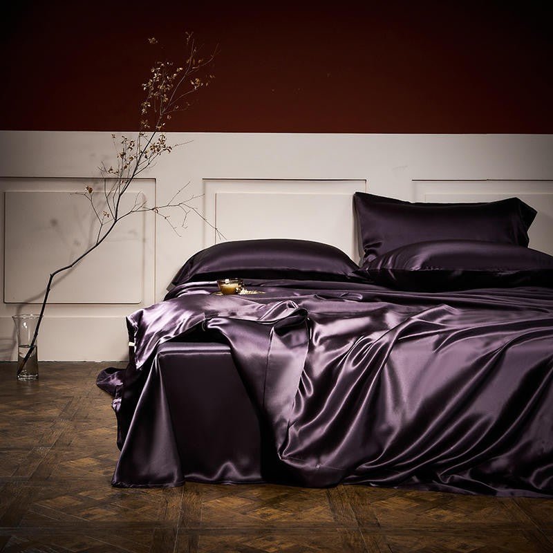 Arya Dark Violet 25 Momme Mulberry Silk Duvet Cover Set - Duvet Covers