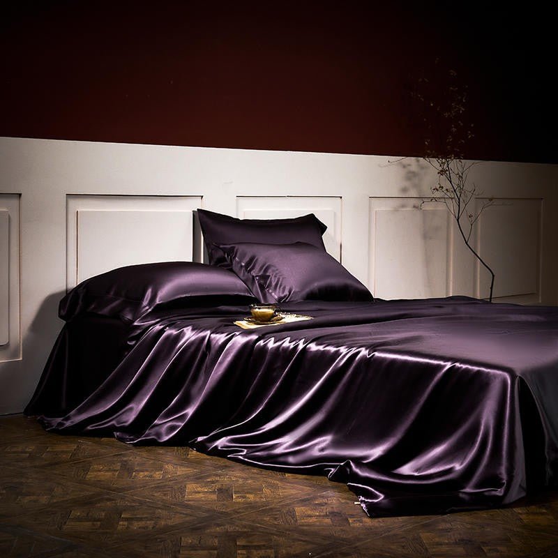 Arya Dark Violet 25 Momme Mulberry Silk Duvet Cover Set - Duvet Covers