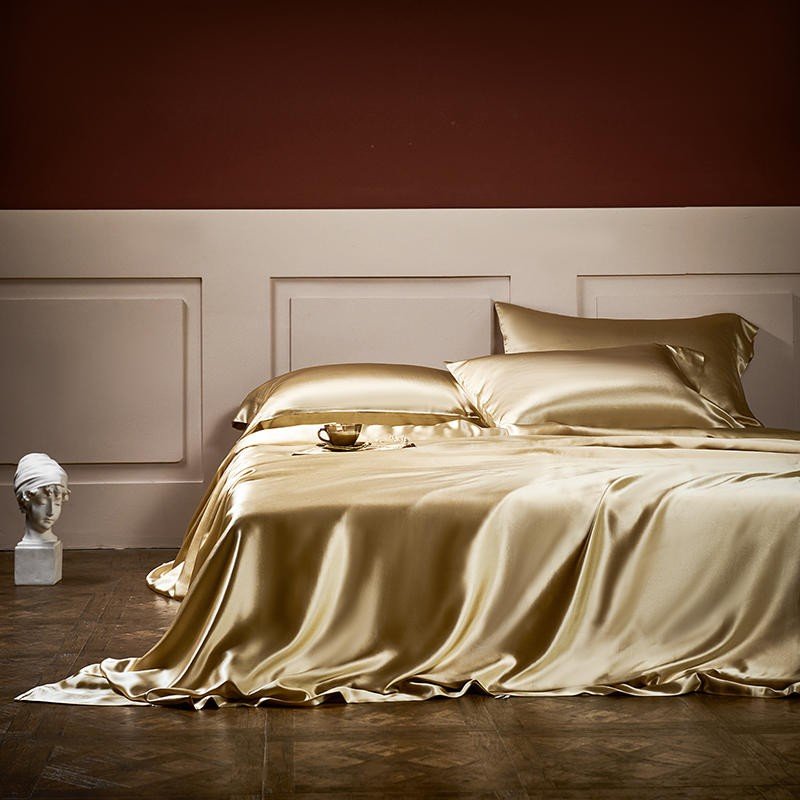 Arya Gold 25 Momme Mulberry Silk Duvet Cover Set - Duvet Covers