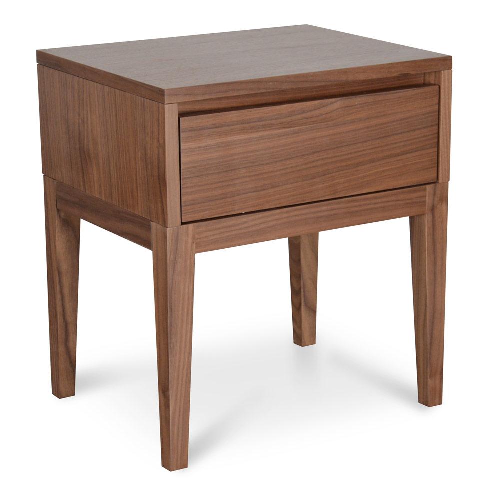 Arya Wooden Bedside Table - Walnut - Bedside Tables