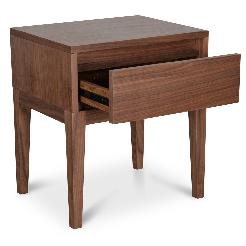 Arya Wooden Bedside Table - Walnut - Bedside Tables