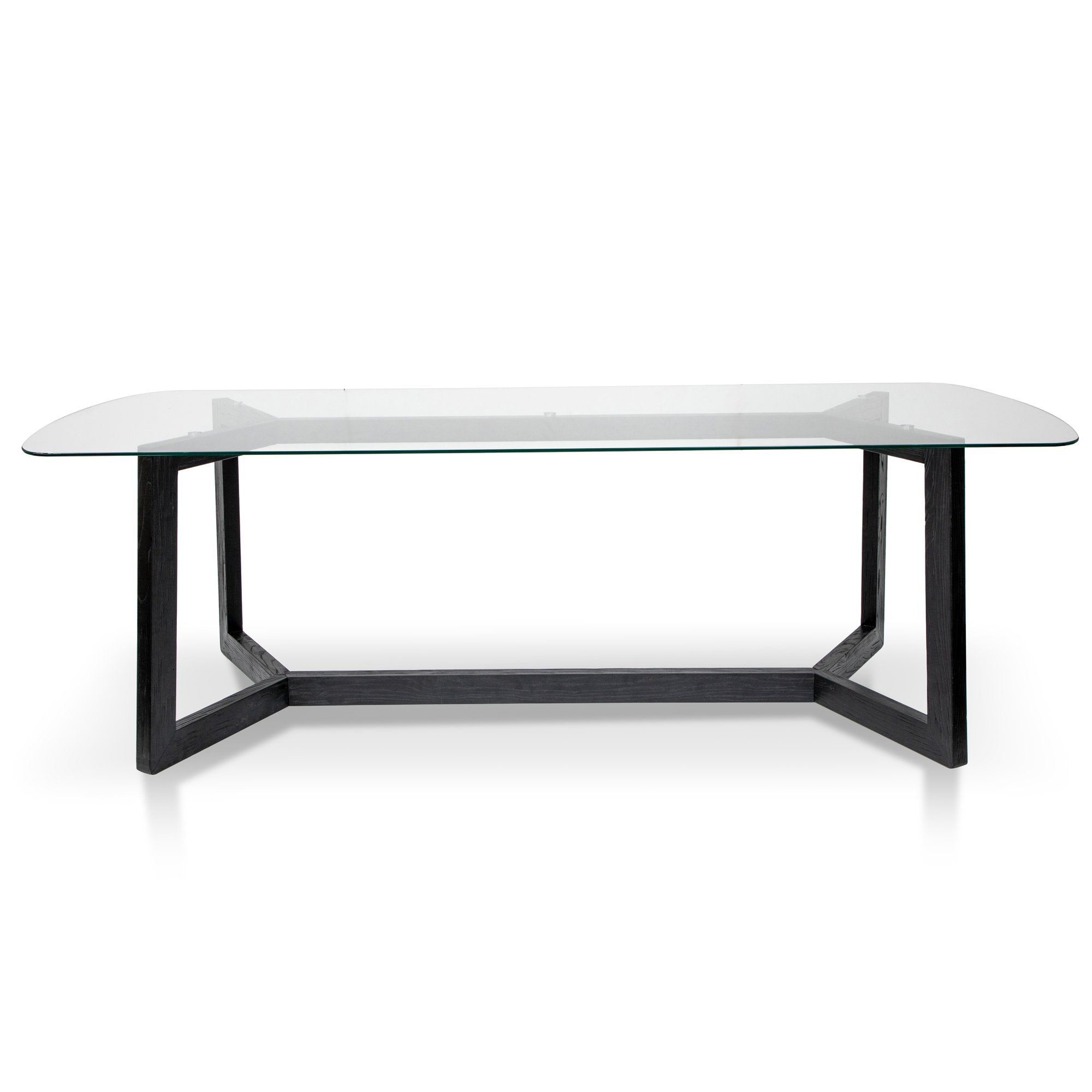 Ashley 2.4m Dining Table - Glass Top with Black Base - Dining Tables
