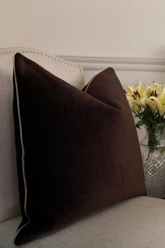 ASHTON CLASSIC QUILTED PILLOW COVER , BROWN - Pillow Covers