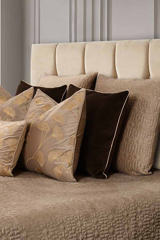 ASHTON CLASSIC QUILTED PILLOW COVER , BROWN - Pillow Covers