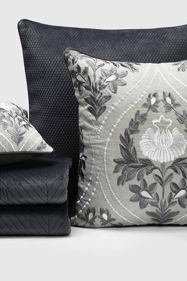Ashton Classic Quilted Pillow Cover , Grey - Pillow Covers