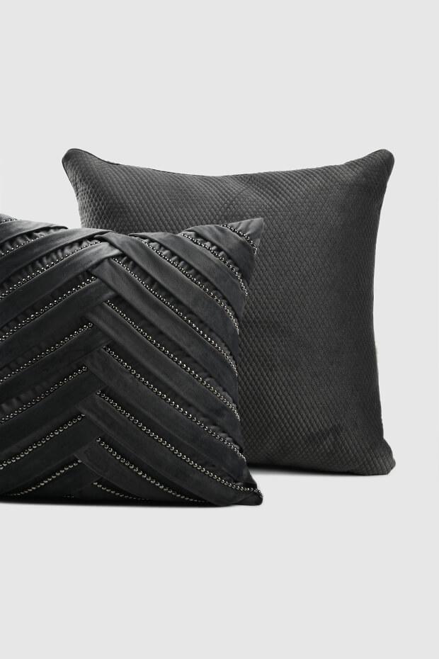 Ashton Classic Quilted Pillow Cover , Grey - Pillow Covers