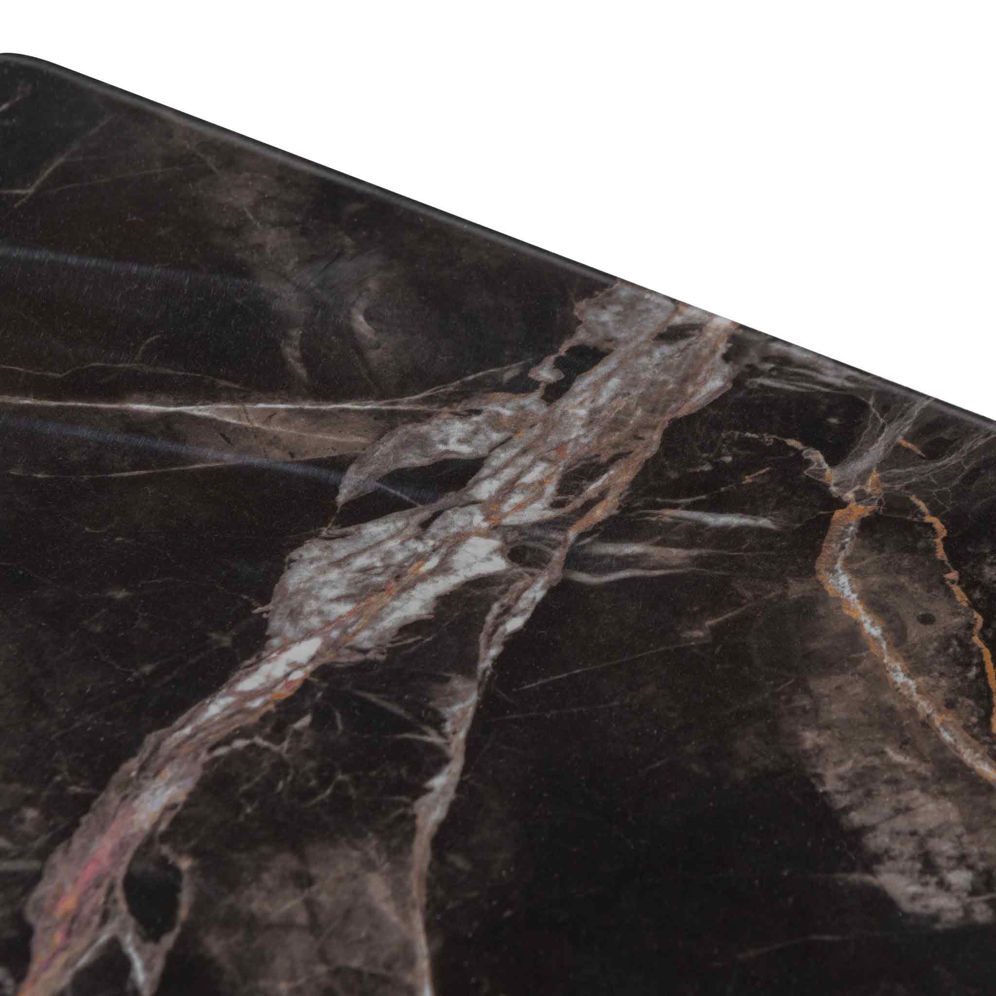 Aspen Wooden Bedside Table - Black with Marble Top - Bedside Tables