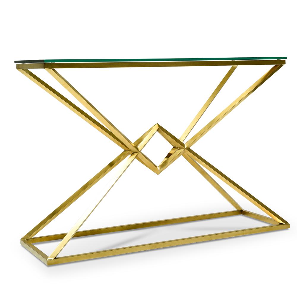 Audrey Glass Console Table - Gold Base - Console
