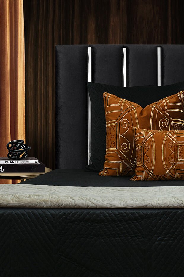 Baroque Pillow Cover , Amber - Pillow Covers
