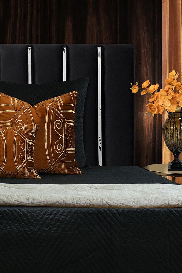 Baroque Pillow Cover , Amber - Pillow Covers