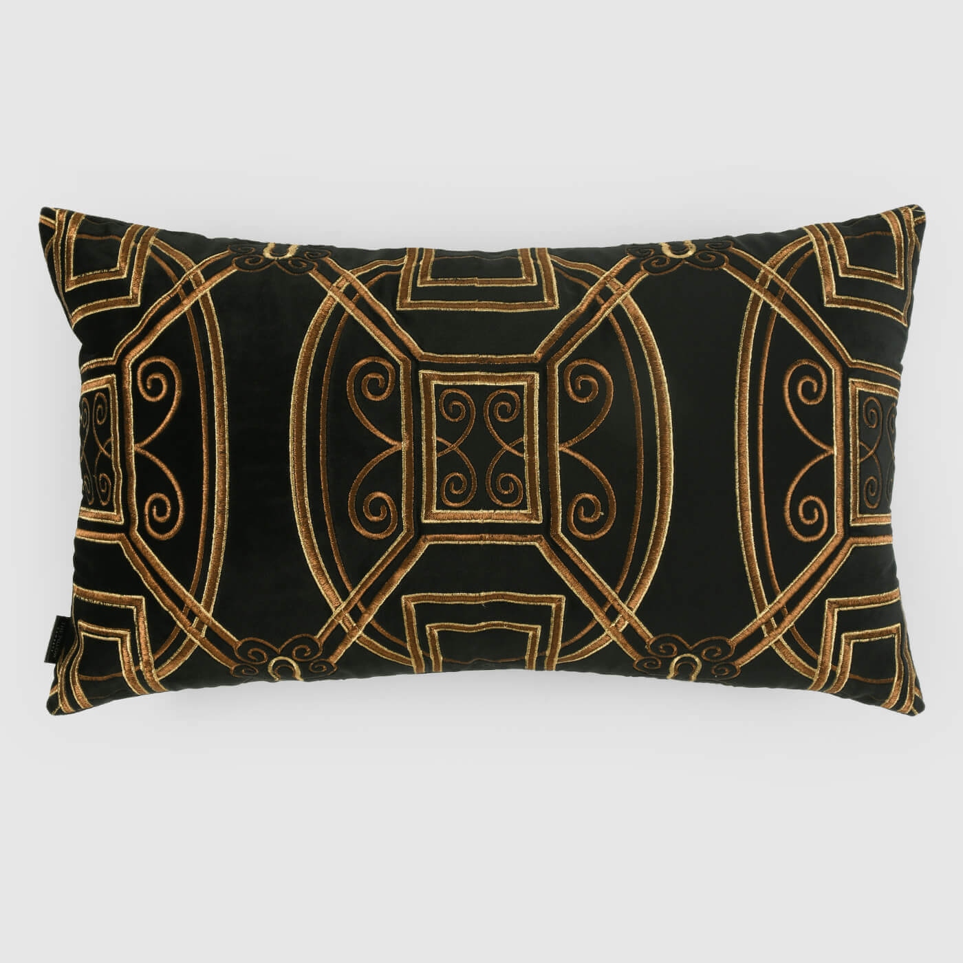 Baroque Velvet Lumbar Pillow Cover , Black - Pillow Covers