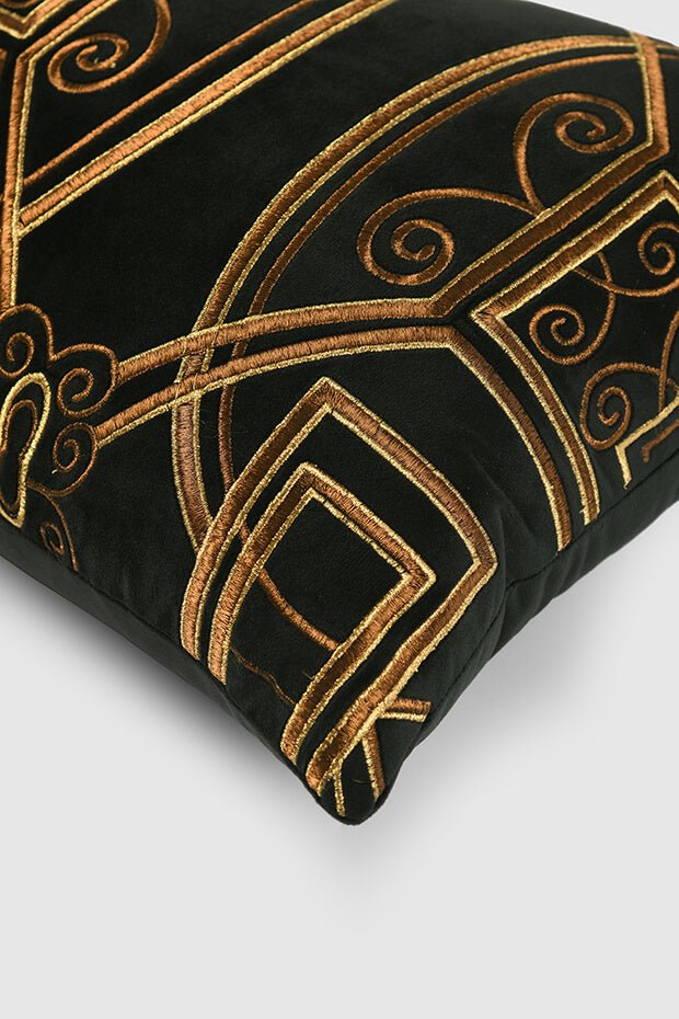 Baroque Velvet Lumbar Pillow Cover , Black - Pillow Covers