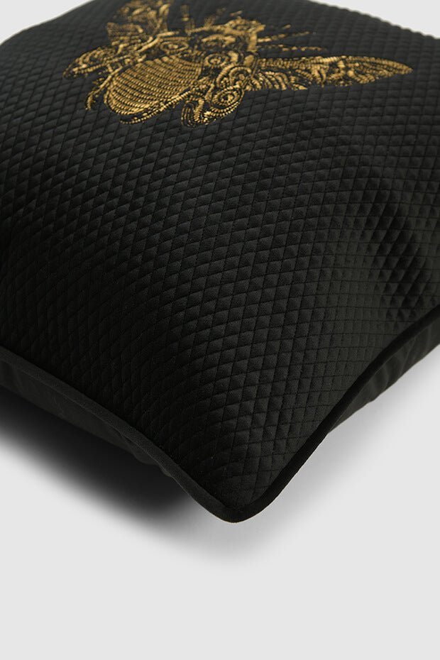 Bee Majesty Velvet Pillow Cover , Black - Pillow Covers