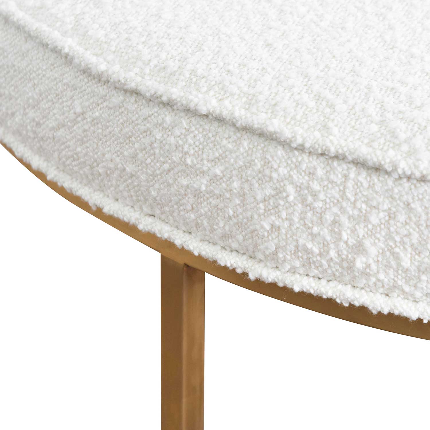 Bella Ivory White Boucle Ottoman - Brushed Gold Base - Stool