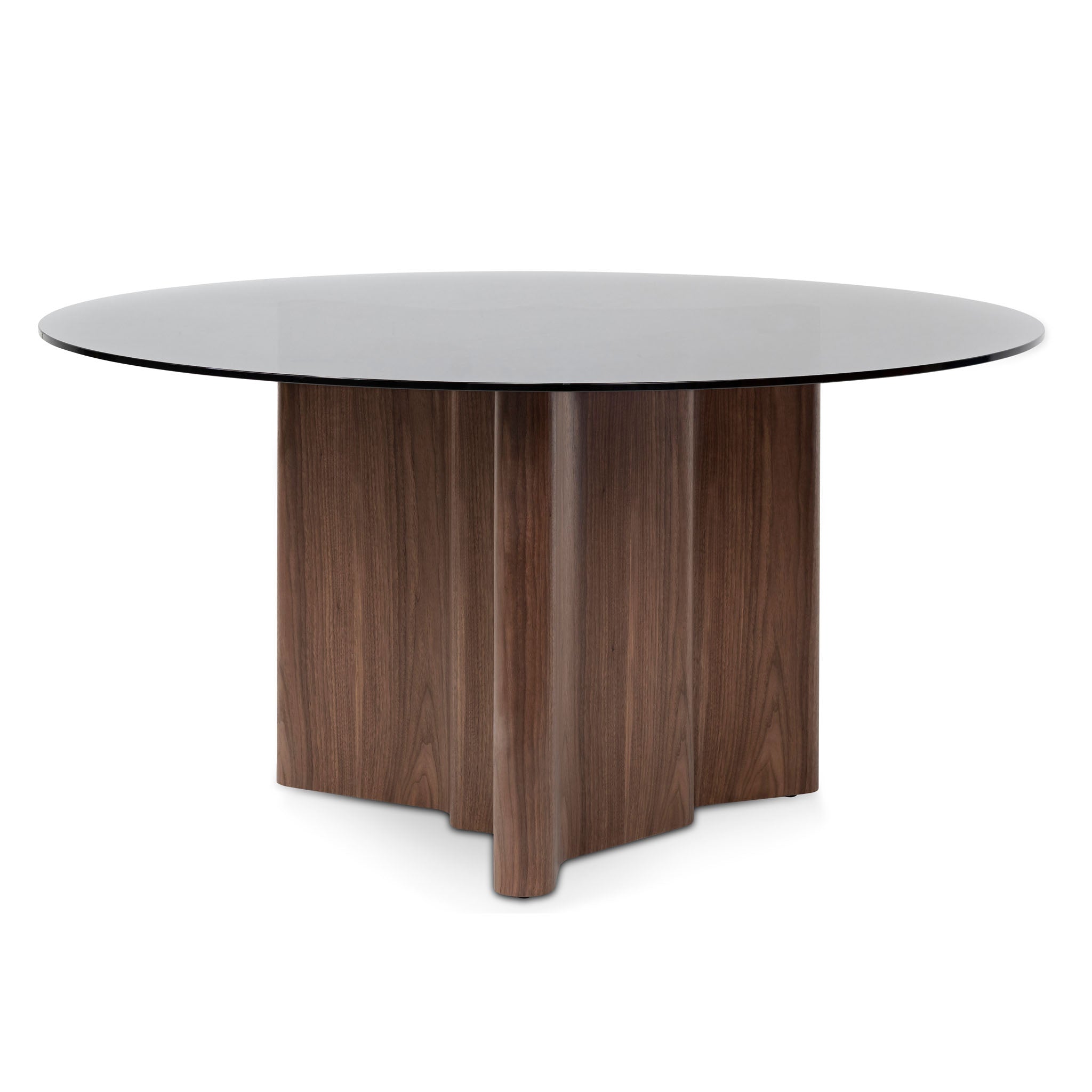 Blake 1.5m Round Black Glass Dining Table - Walnut - Dining Tables