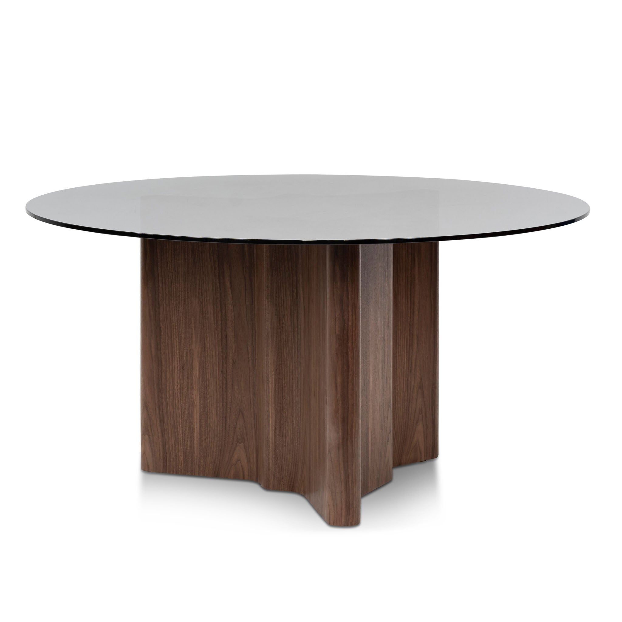 Blake 1.5m Round Black Glass Dining Table - Walnut - Dining Tables