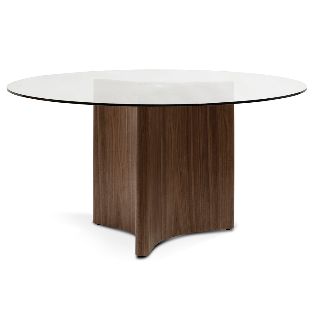 Blake 1.5m Round Glass Dining Table - Walnut - Dining Tables
