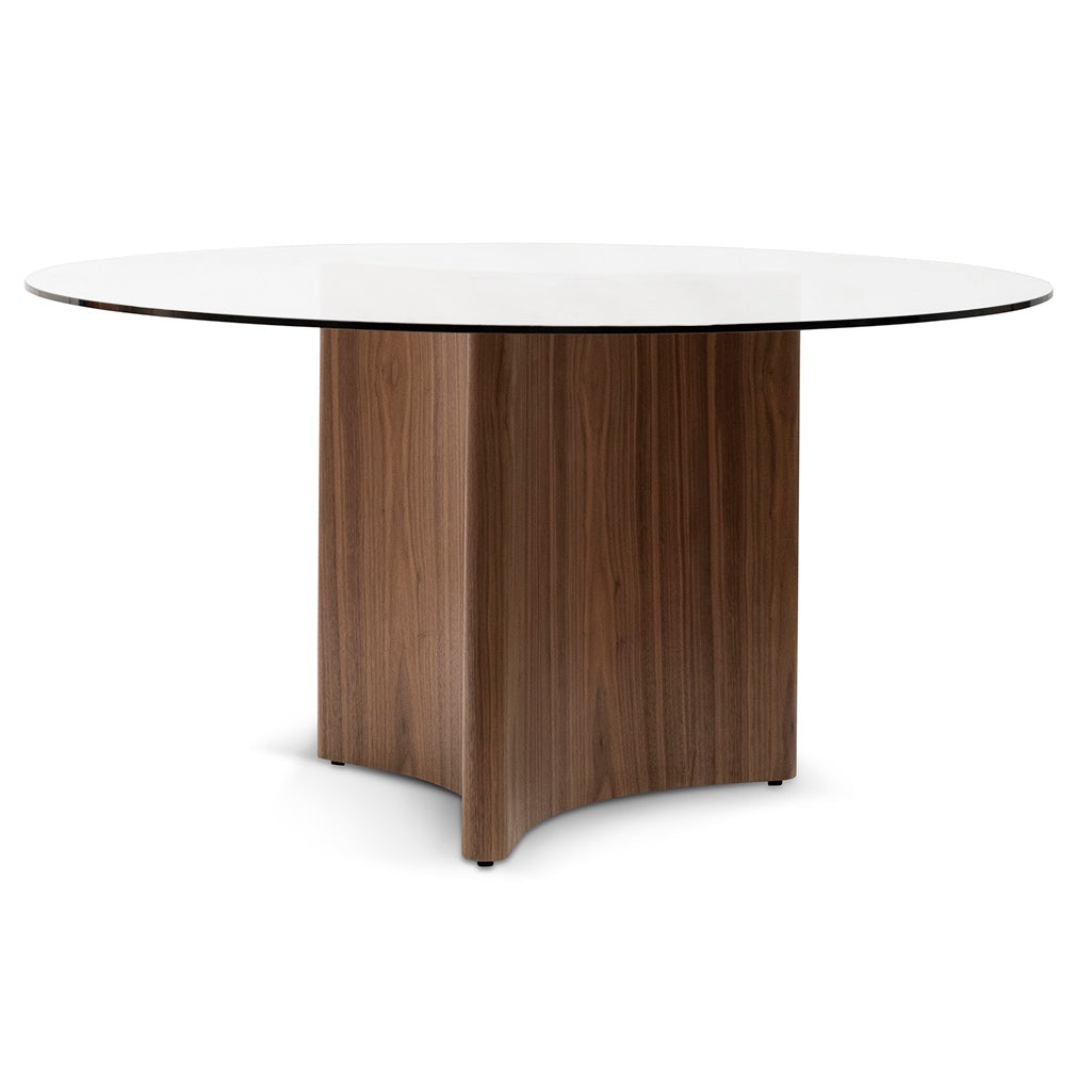 Blake 1.5m Round Glass Dining Table - Walnut - Dining Tables