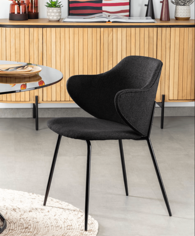 Budapest Fabric Dining Chair - Charcoal Black - Dining Chairs