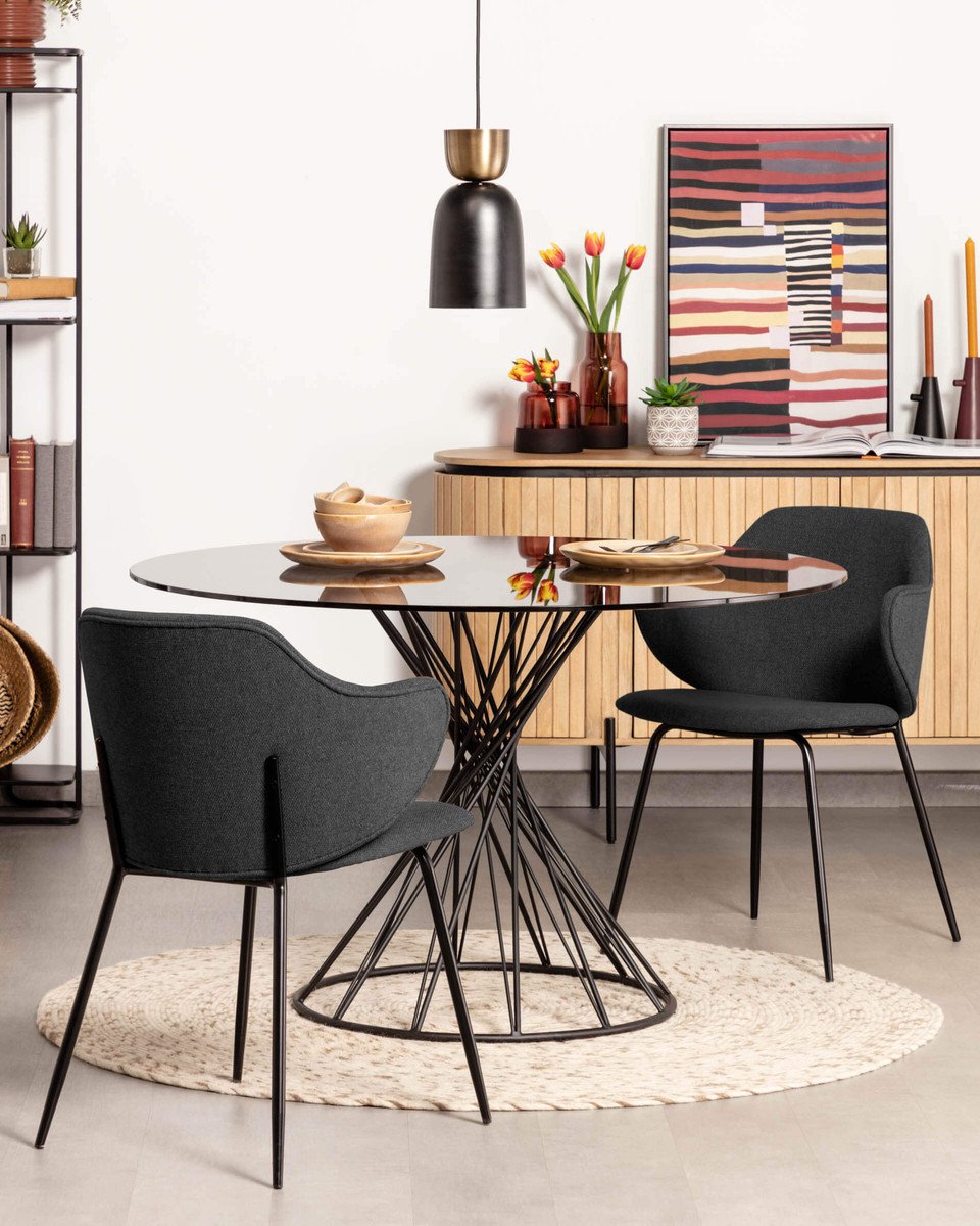 Budapest Fabric Dining Chair - Charcoal Black - Dining Chairs