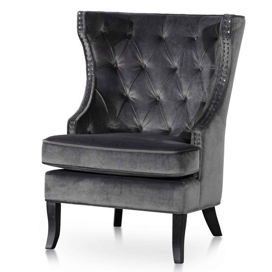 Camilla Wingback Armchair - Cosmic Grey Velvet - Armchairs