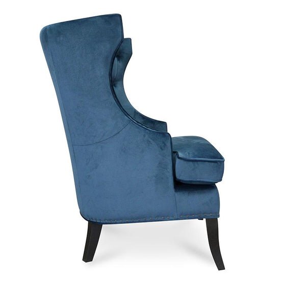 Camilla Wingback Armchair - Navy Blue Velvet - Armchairs