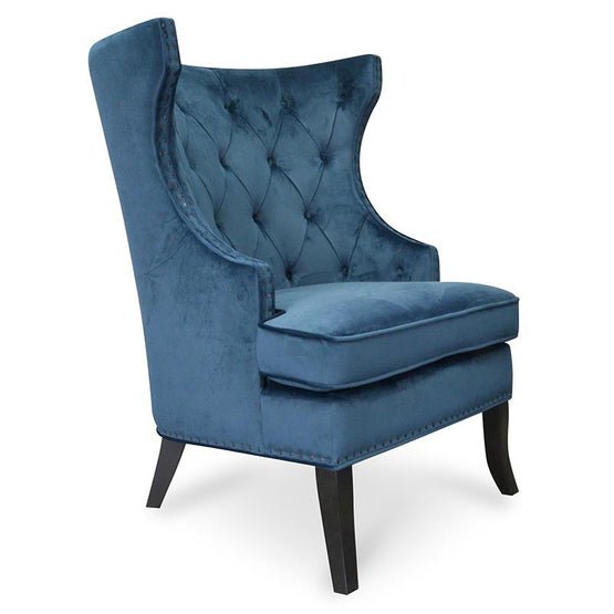 Camilla Wingback Armchair - Navy Blue Velvet - Armchairs