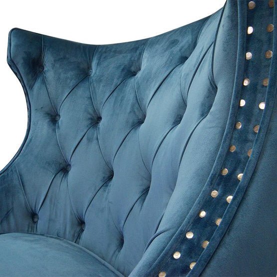 Camilla Wingback Armchair - Navy Blue Velvet - Armchairs