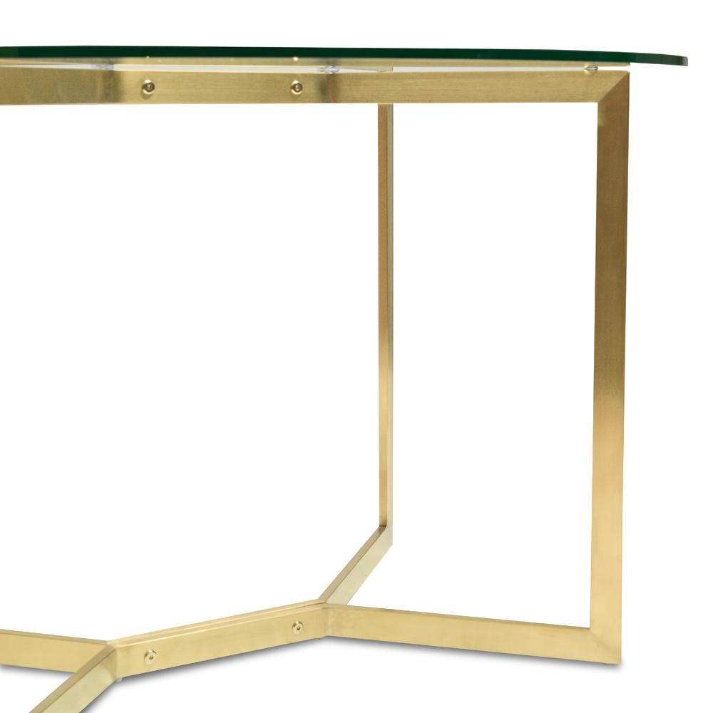 Canyon 1.2m Round Glass Dining Table - Gold Base - Dining Tables