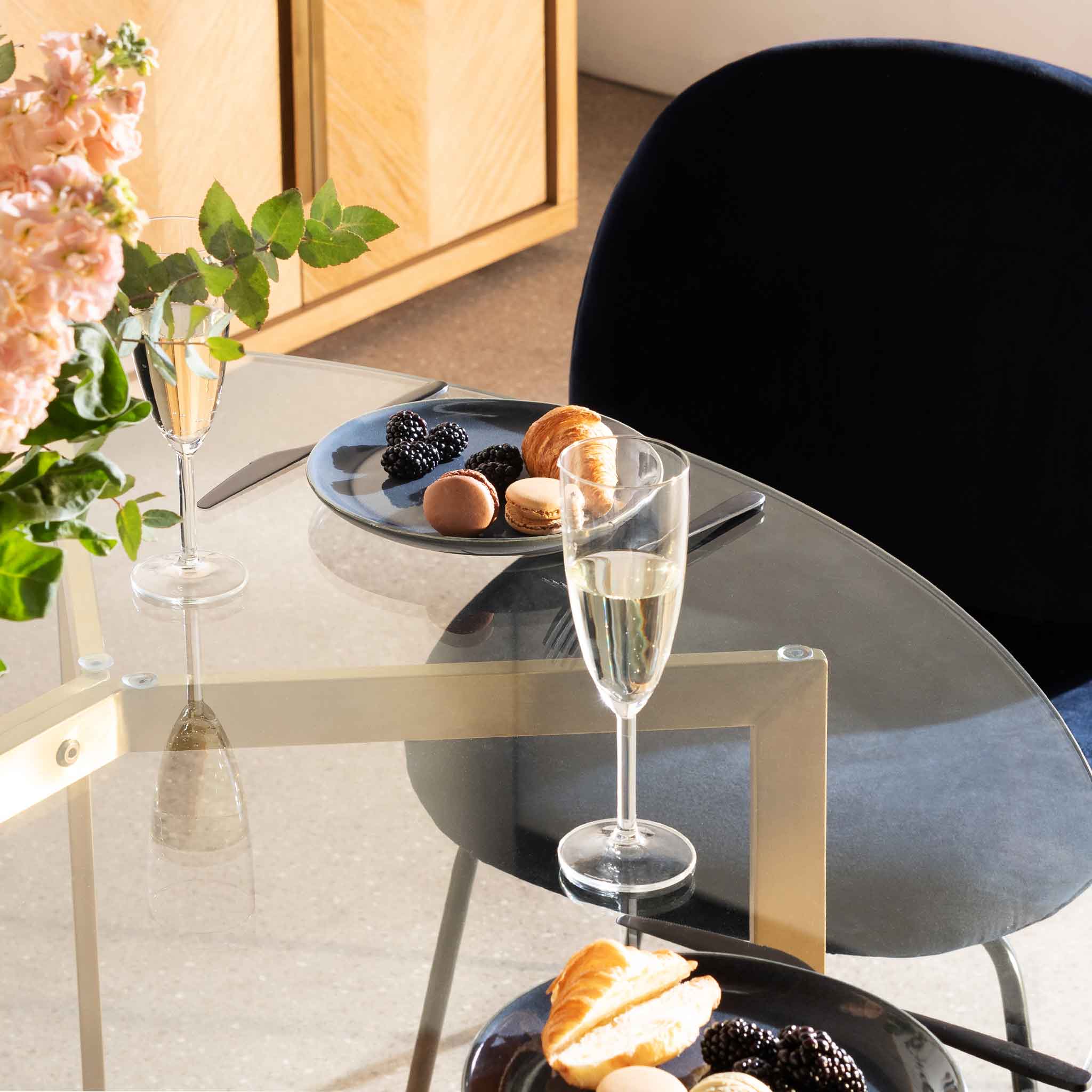 Canyon 1.2m Round Glass Dining Table - Gold Base - Dining Tables