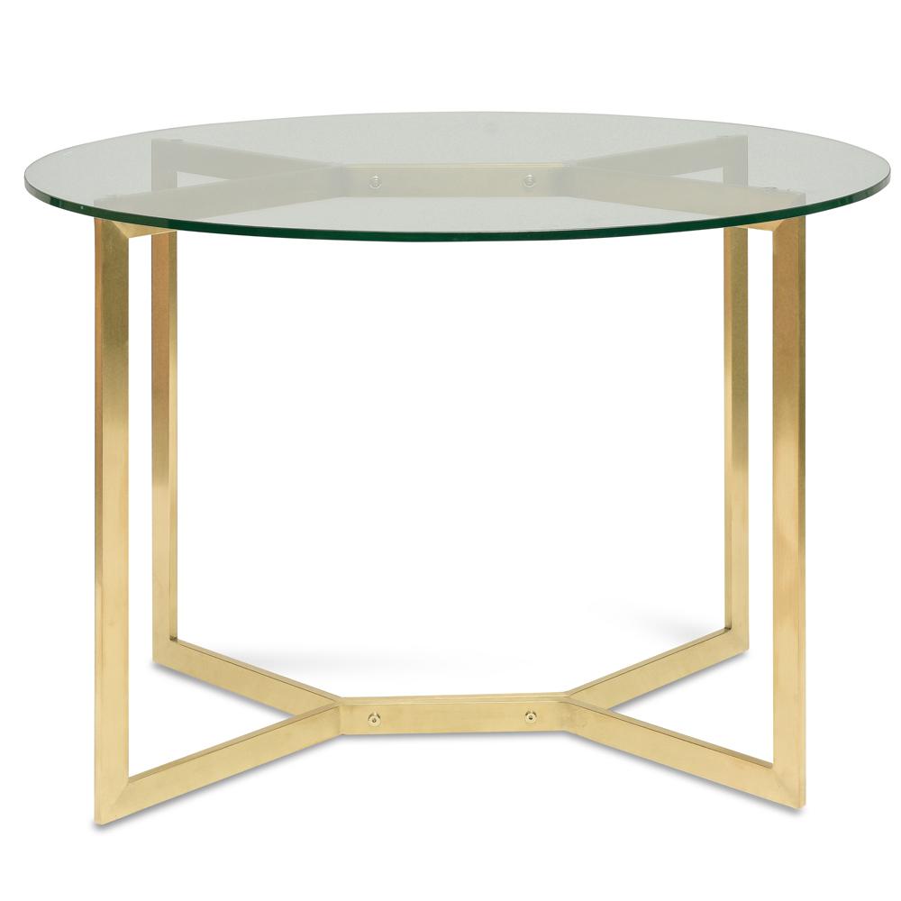 Canyon 1.2m Round Glass Dining Table - Gold Base - Dining Tables