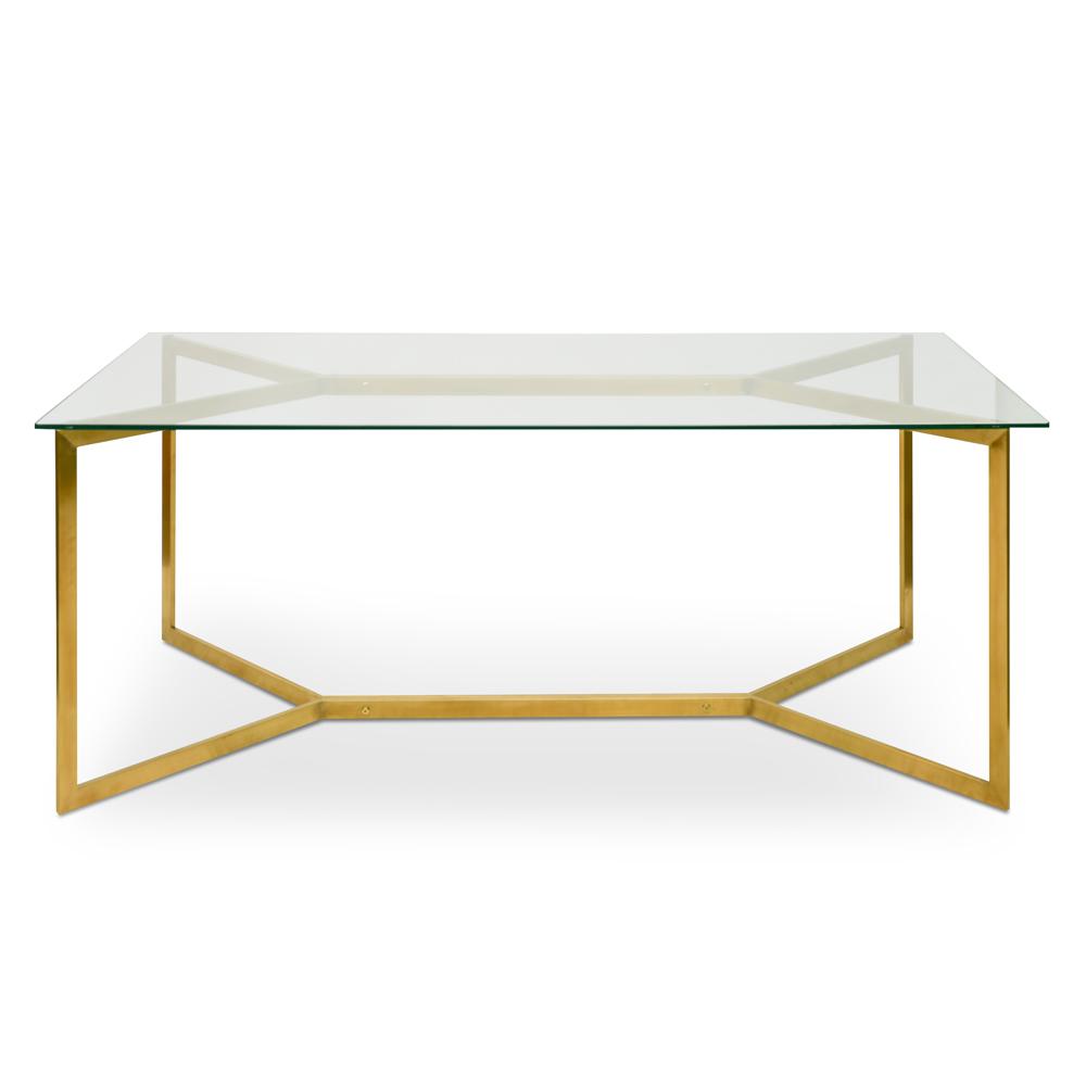 Canyon 1.9m Glass Dining Table - Gold Base - Dining Tables